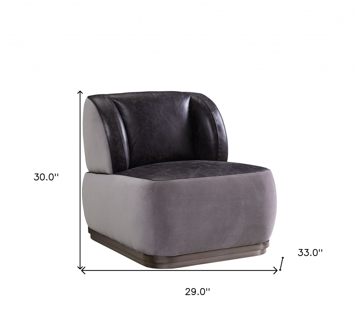 29" Slate Gray and Brown Velvet Slipper Chair-5