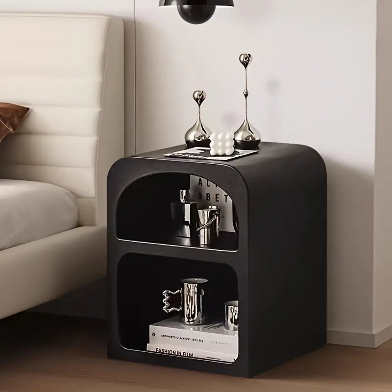 Chic Cave-Inspired Bedside Table - Black-1