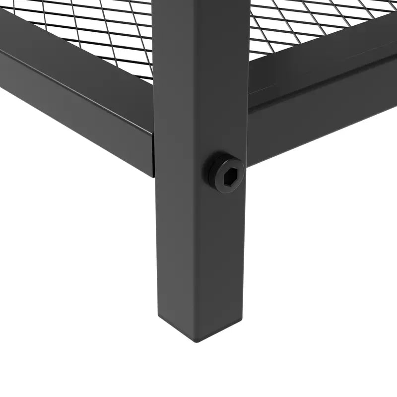 2-Tier End Table Nightstand with Storage Shelf - Rustic Brown+Black-4