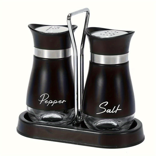 Salt and Pepper Shaker Set with Stand Stainless Steel-0