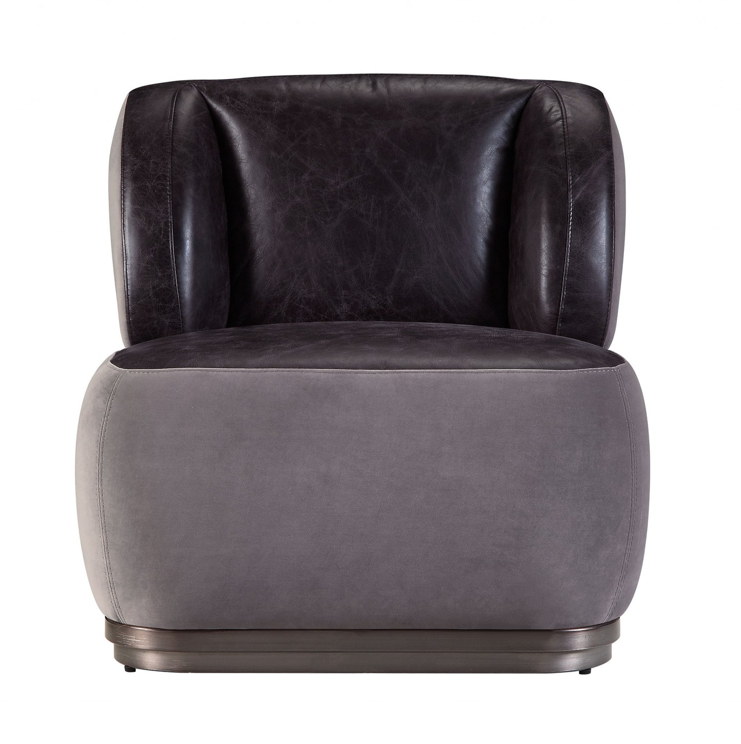 29" Slate Gray and Brown Velvet Slipper Chair-0
