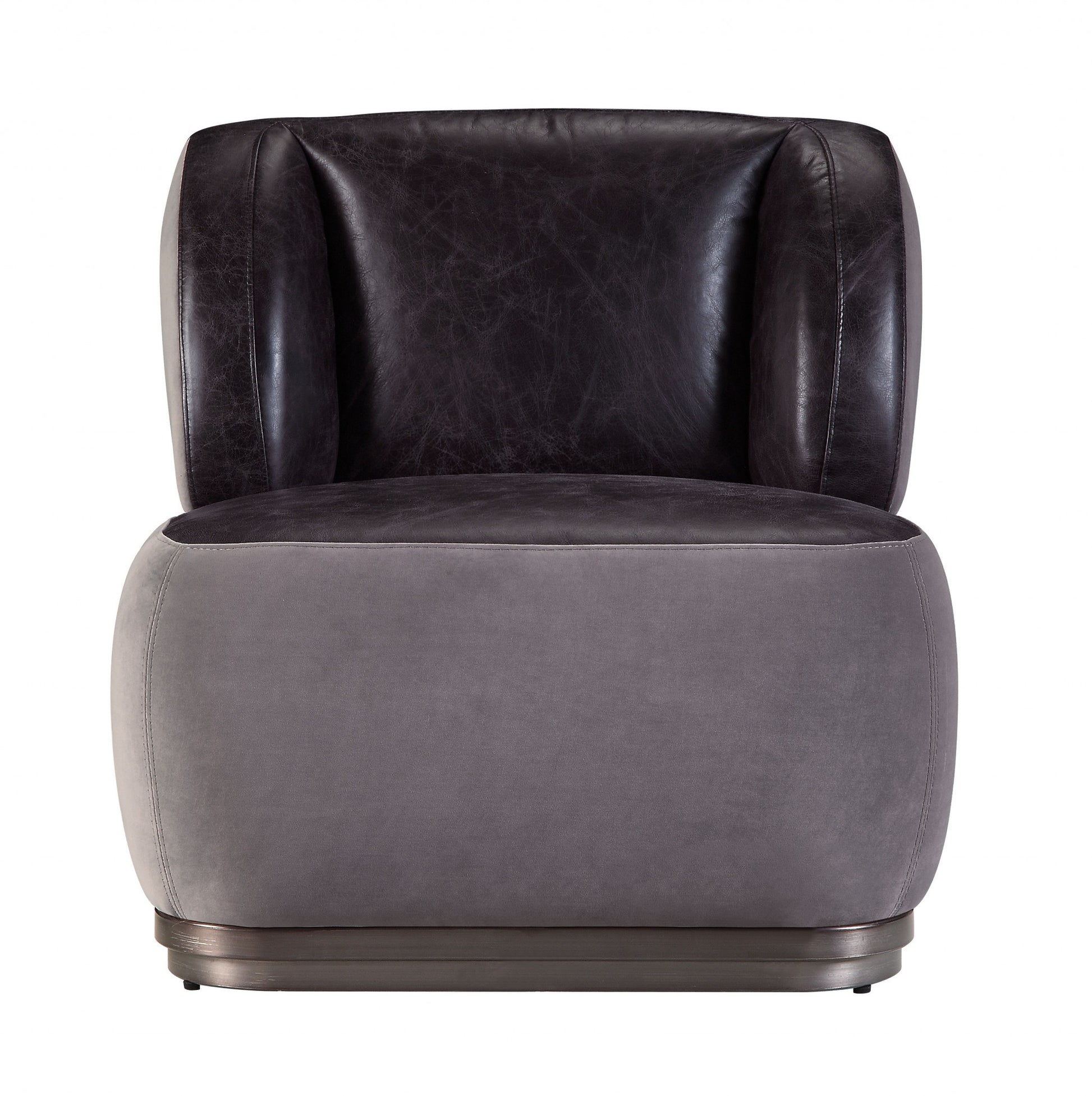 29" Slate Gray and Brown Velvet Slipper Chair-0
