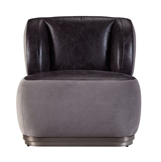 29" Slate Gray and Brown Velvet Slipper Chair-0