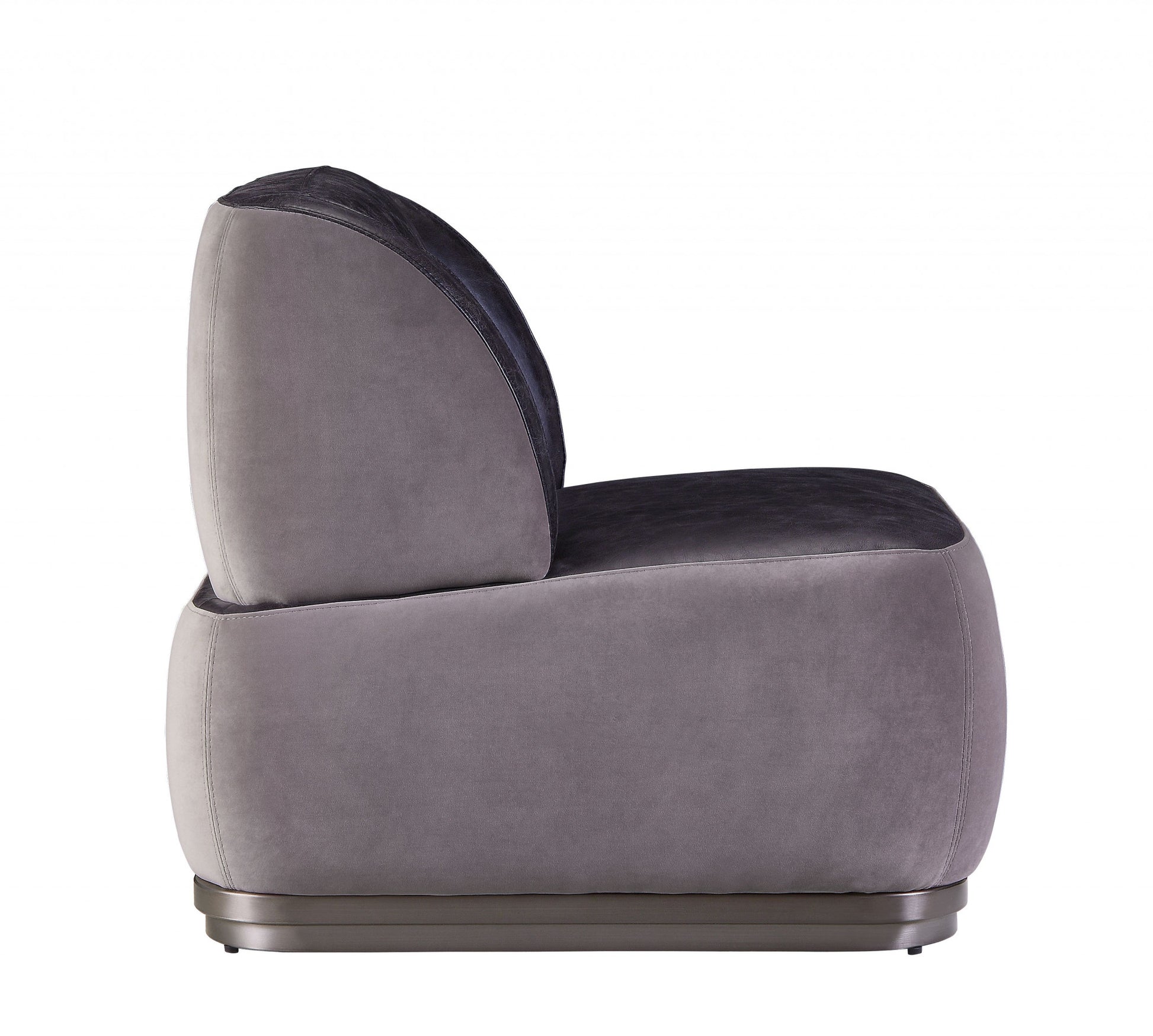 29" Slate Gray and Brown Velvet Slipper Chair-2