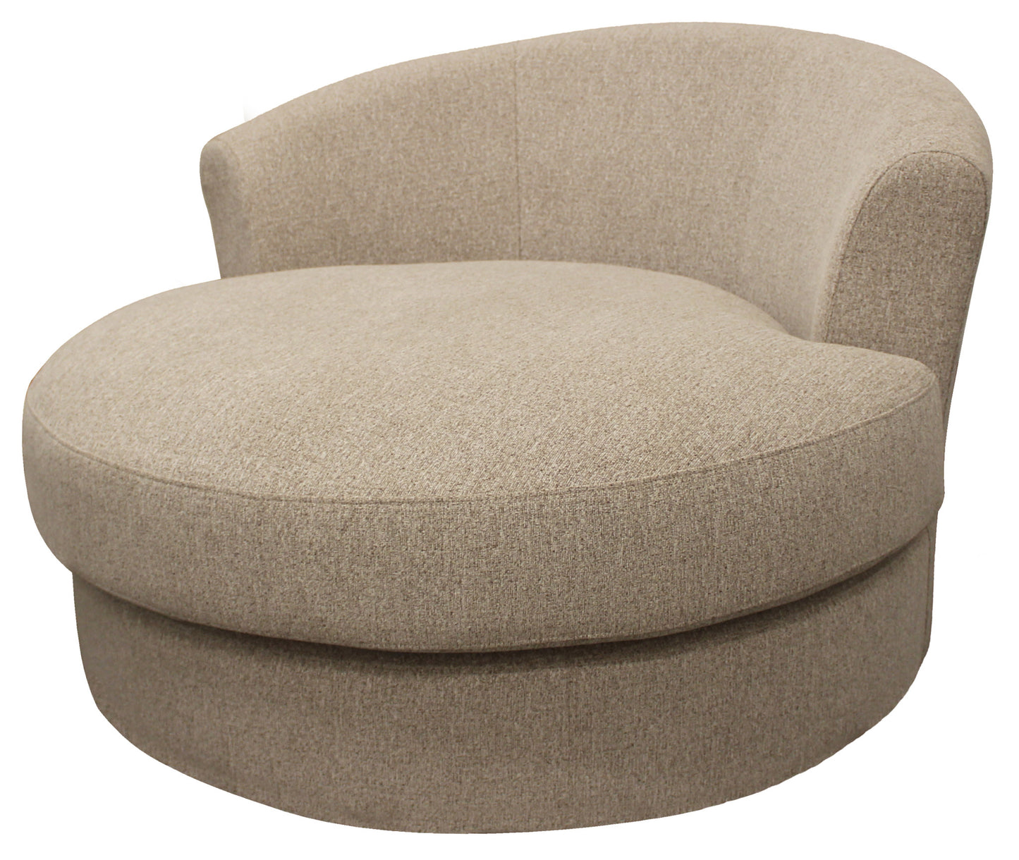 44" Sand Linen Upholstered Swivel Round Accent Chair And Toss Pillows-2