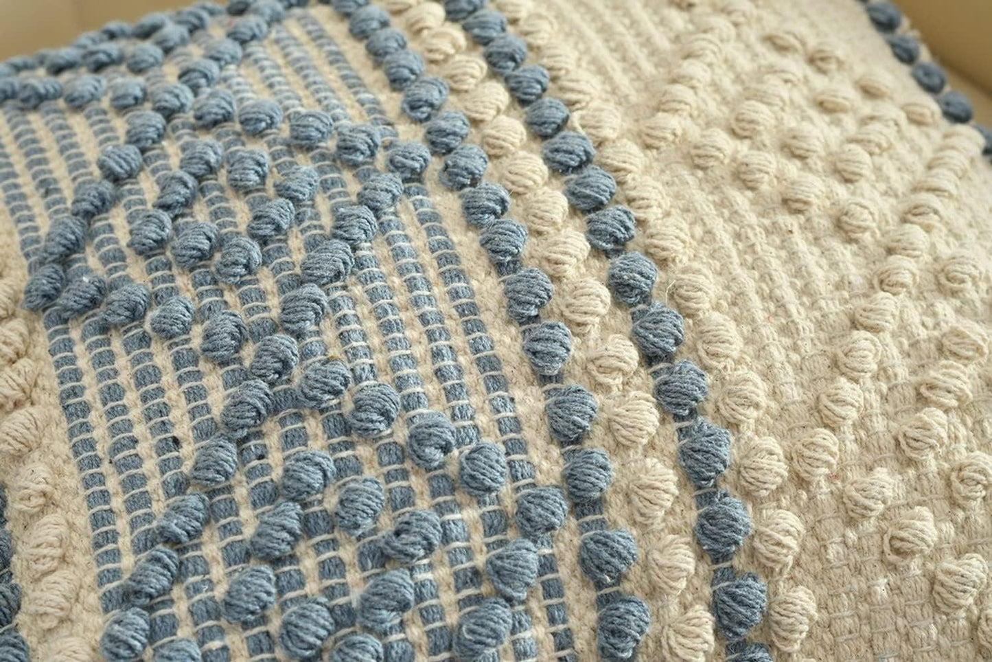 Handmade Blue Diamond Cotton Cushion Cover 16x16-2