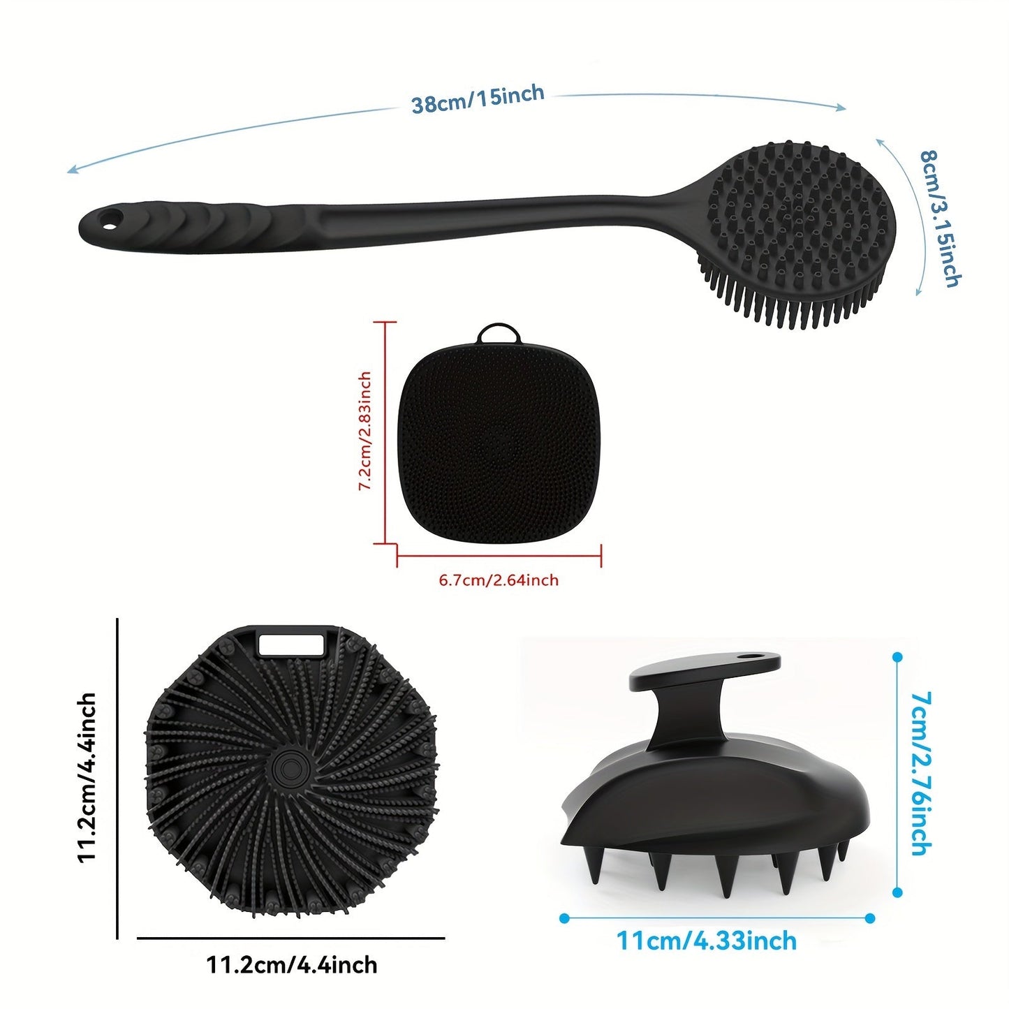 Silicone Bath Brush Set Gentle Exfoliating (4pcs)-3
