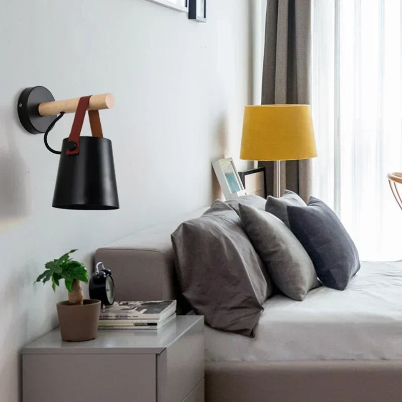 Nordic Modern Wooden Wall Lamp-3