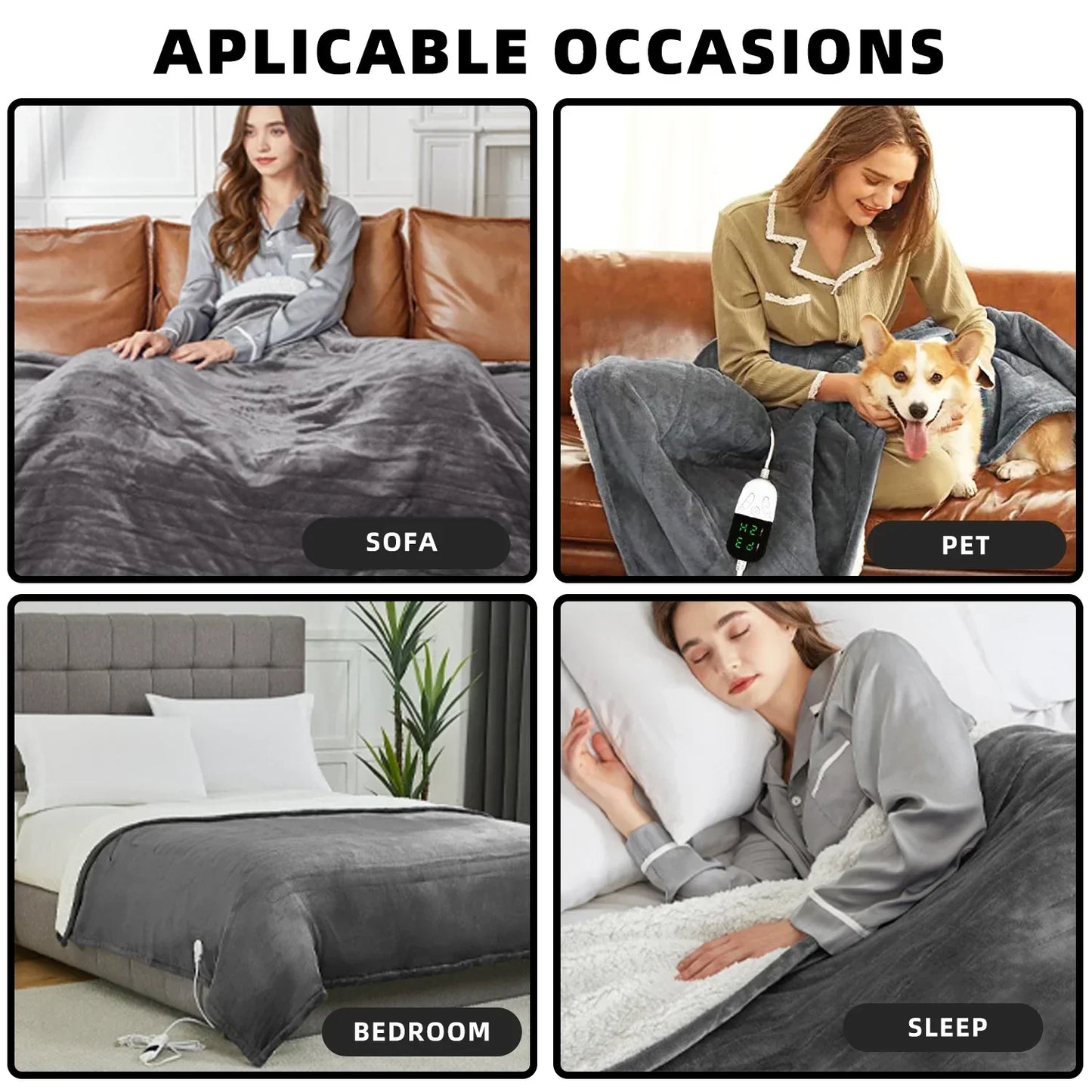 Soft Heated Electric Blanket with 6 Heating Levels & 4-Hour Auto-Off-1