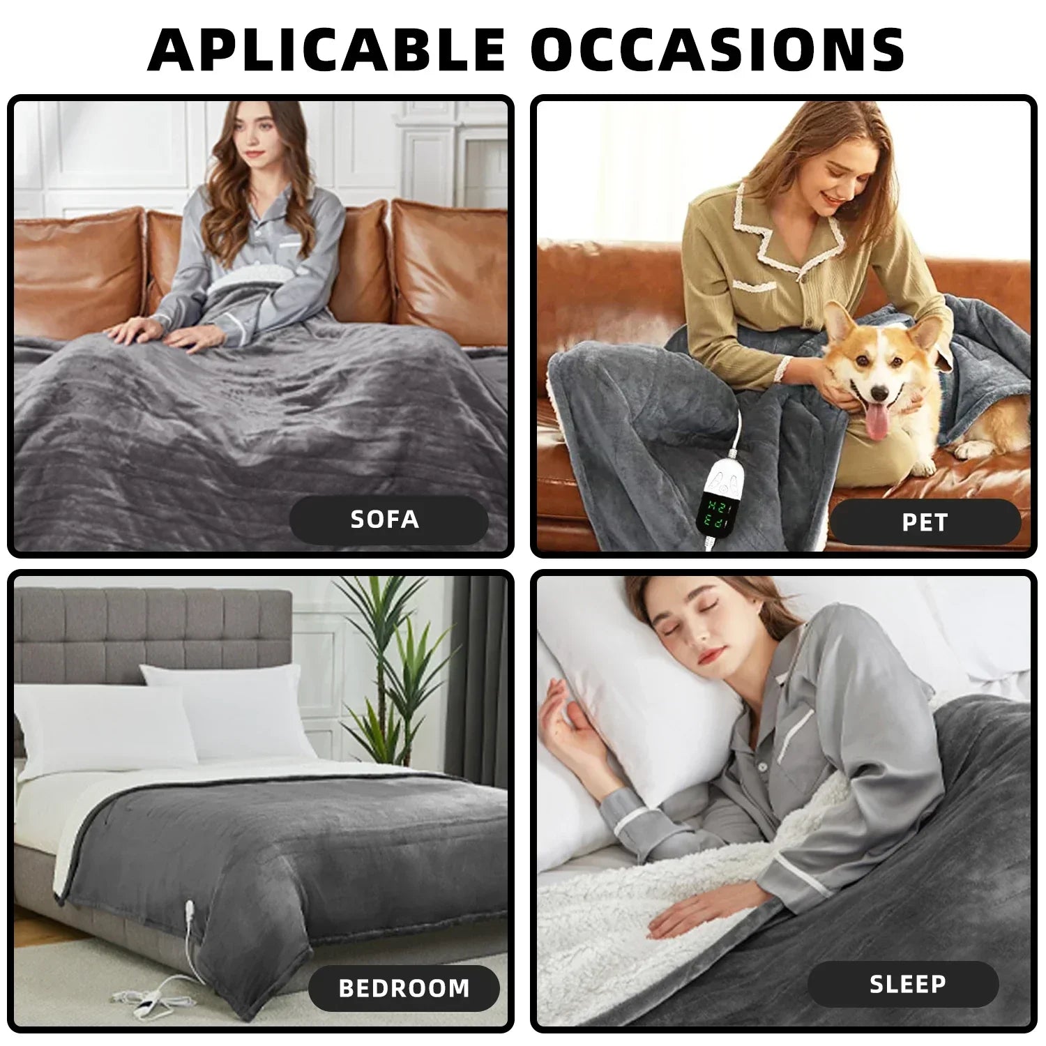 Soft Heated Electric Blanket with 6 Heating Levels & 4-Hour Auto-Off-1