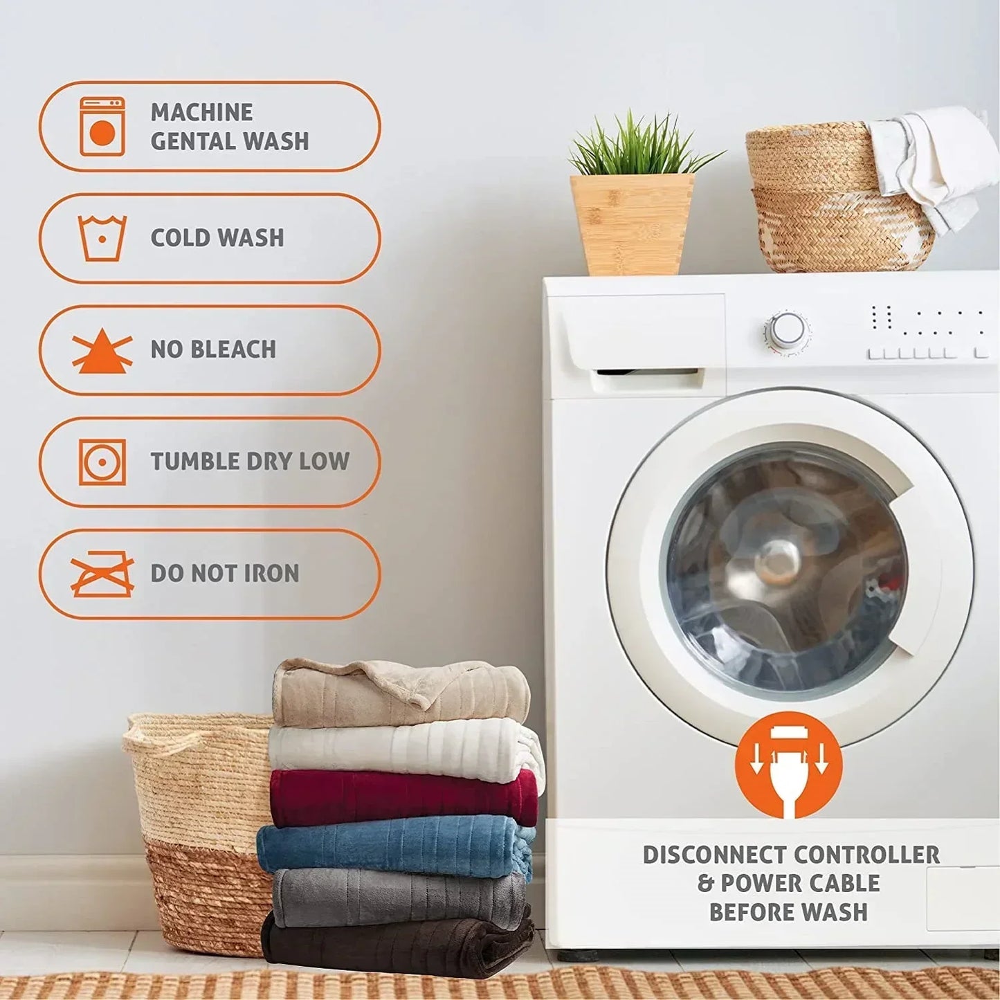 Double-Sided Flannel Electric Blanket with 6 Heating Levels & 5 Timing Options-3