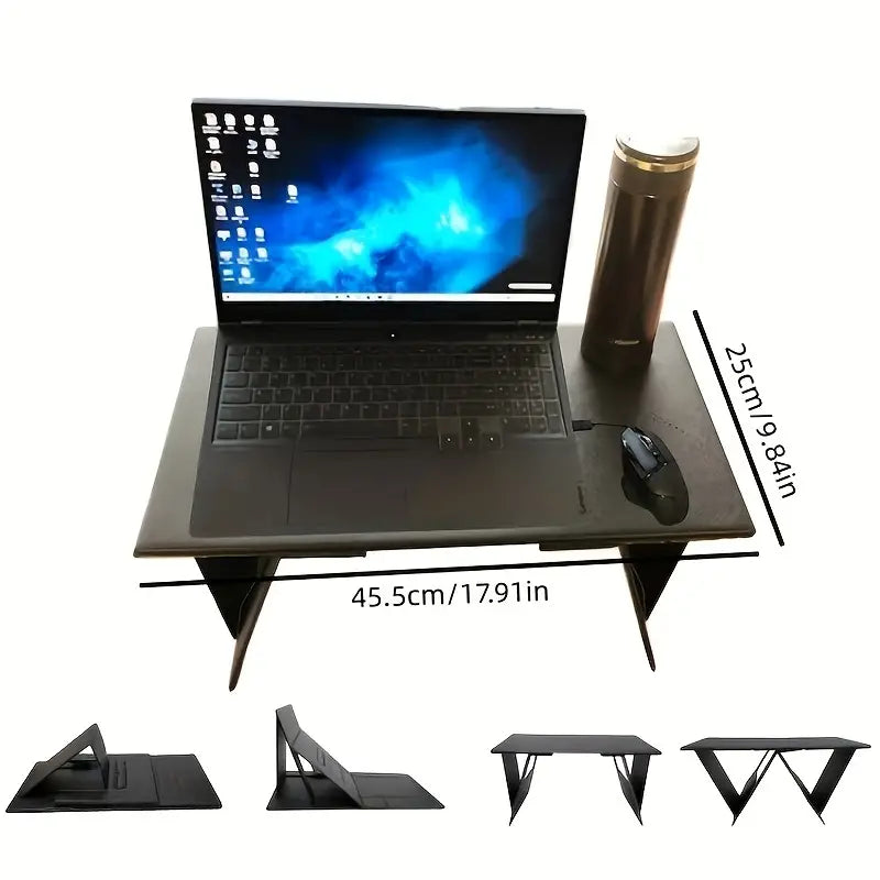 Portable Folding Student Study Table - Black PU Leather-4