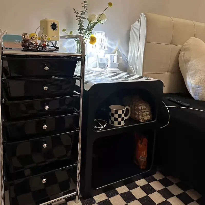 Chic Cave-Inspired Bedside Table - Black-2
