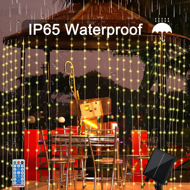 Radiant Glow: 300 LEDs Solar Curtain Light for a Dazzling Christmas-4