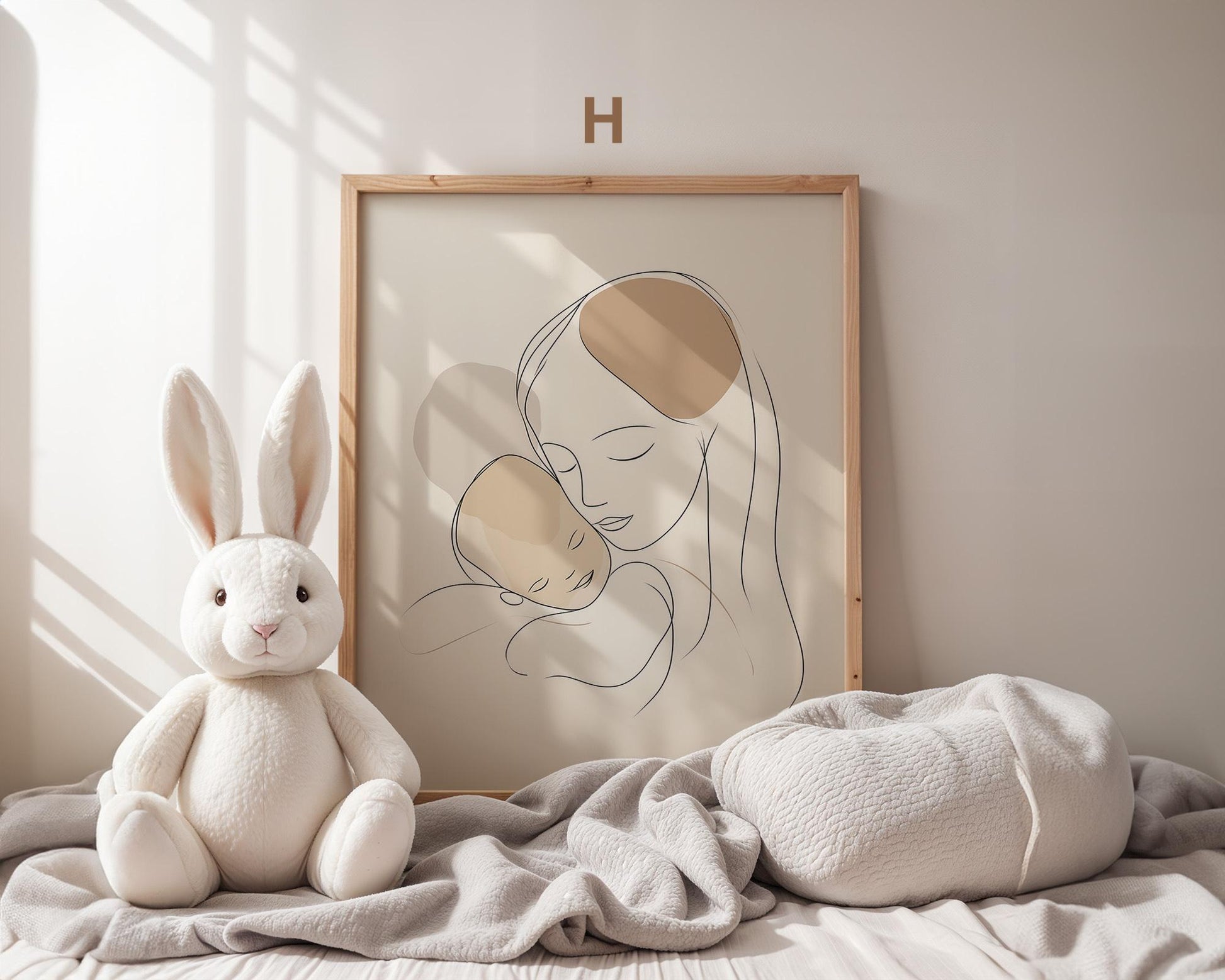 Boho Babyzimmer Poster · Regenbogen, Herzen, Blumen, Sonne, Häuser, Mutter-Kind  Scandi Wandkunst für Kinderzimmer · Deko Print ohne Rahmen-8