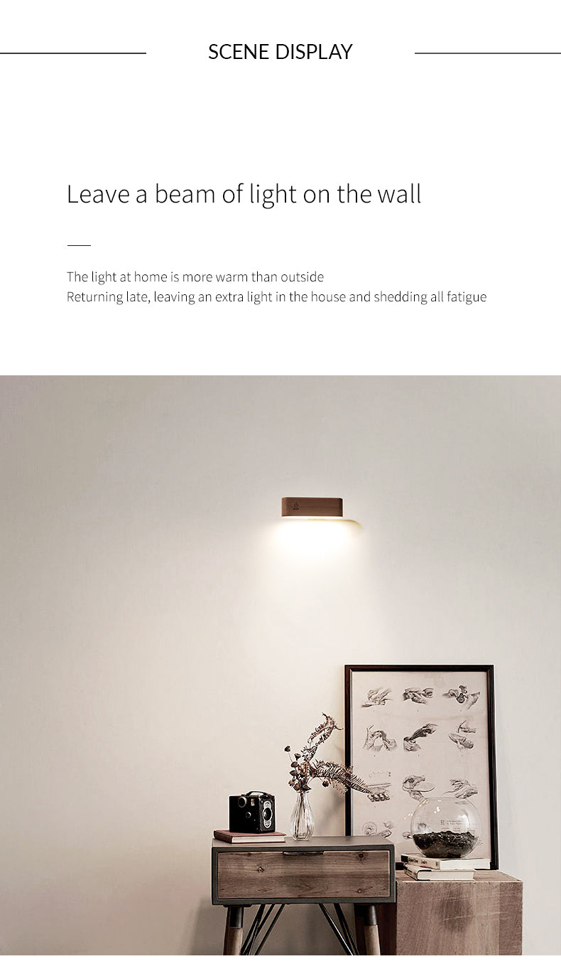 Mini Solid Wood Magnetic Rechargeable Wall Light-1