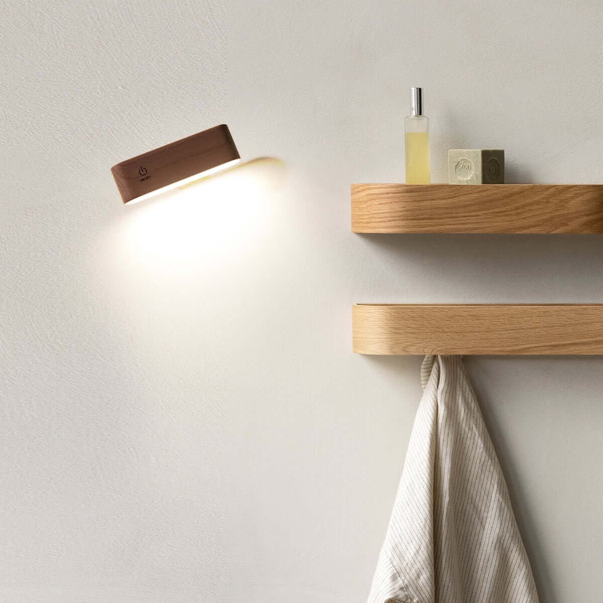 Mini Solid Wood Magnetic Rechargeable Wall Light-5