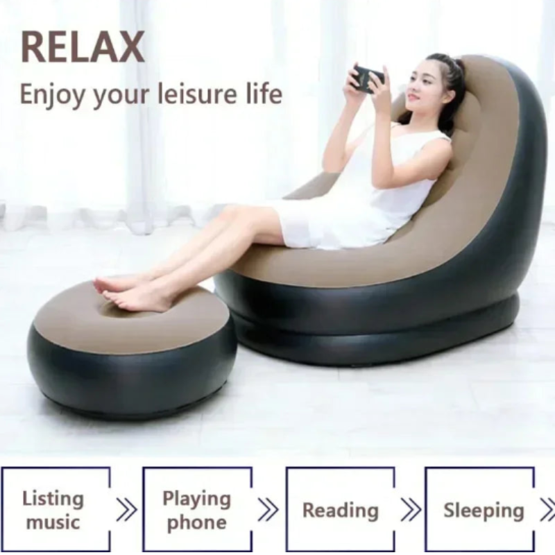 Inflatable Foldable Recliner Sofa with Ottoman-1
